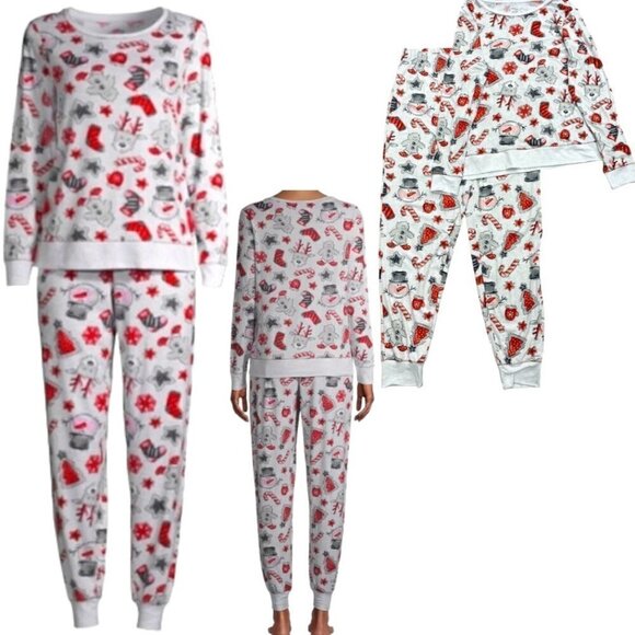 Secret Treasures Snowman Reindeer Candy Cane Holiday Jogger Pajamas Sleep Set - Picture 1 of 16